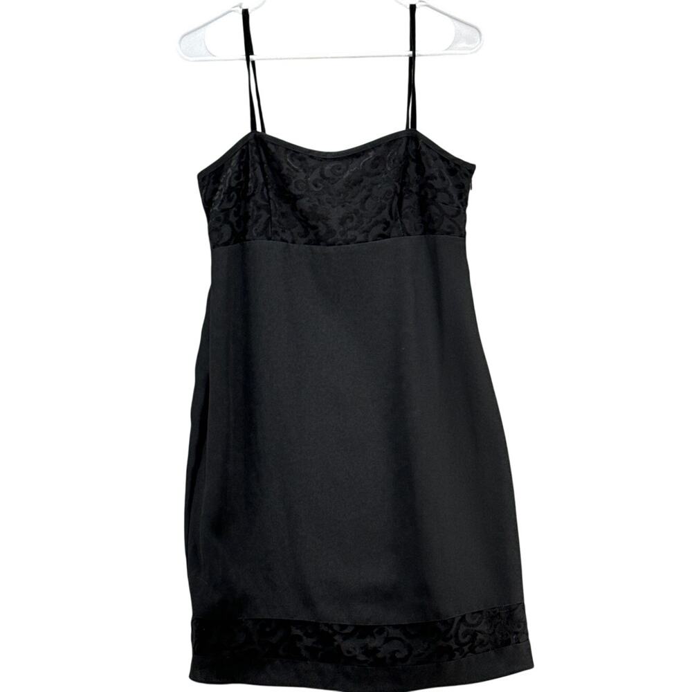 Kathie Lee Collection Vintage 90s Black Side Zip Slip Dress Women 10
